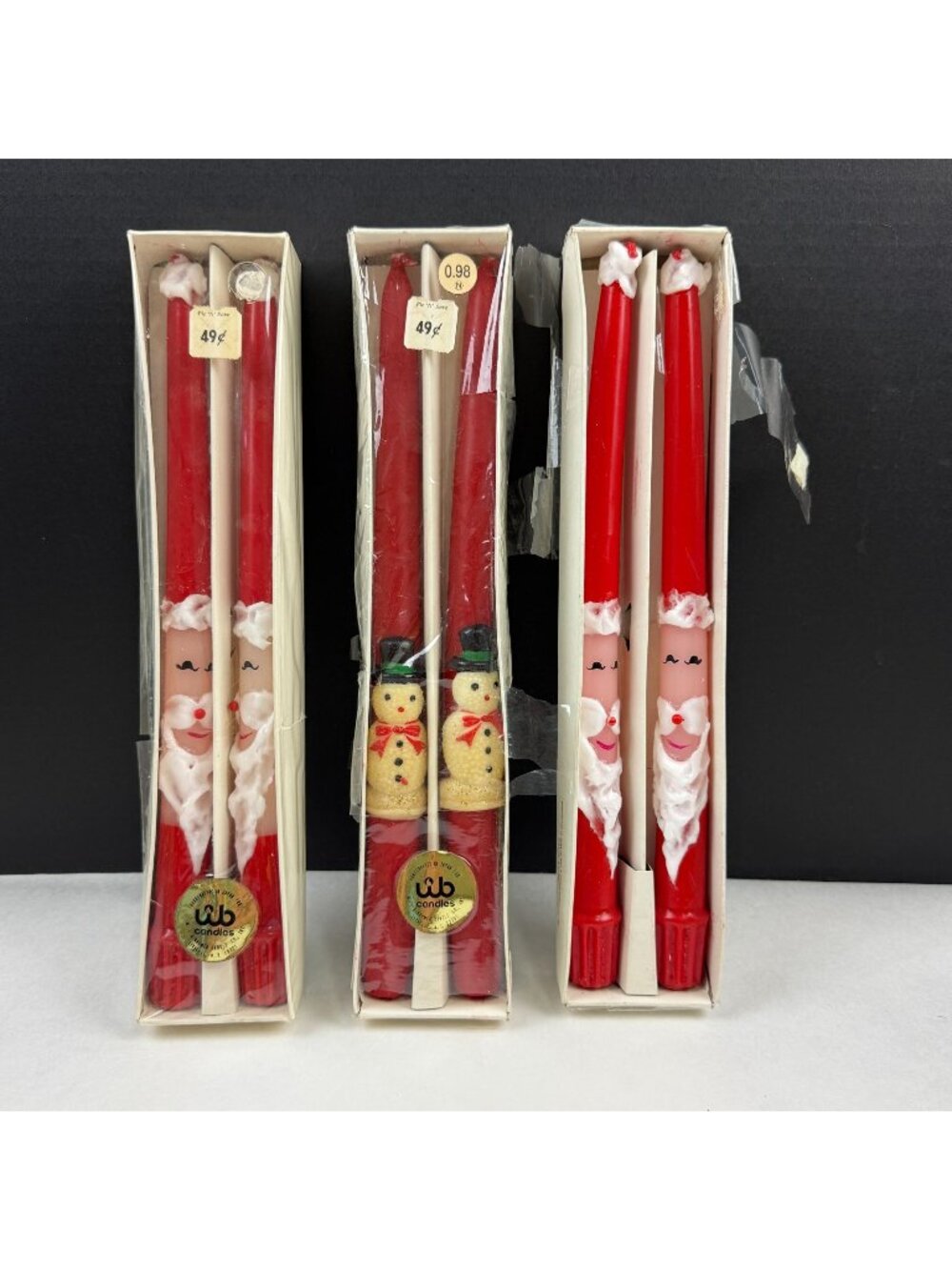 Vintage Will & Baumer Santa and Snowman Christmas Candles Lot of 3
